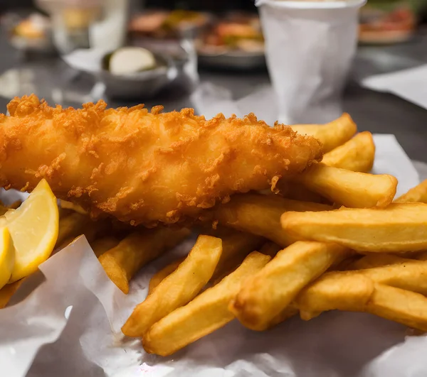 Ryby Frytki Popularne Angielskie Jedzenie Fast Food Pozycji — Zdjęcie stockowe