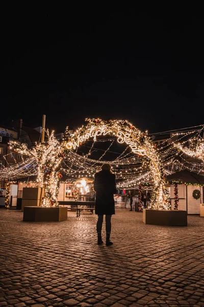 2021 Varsovie Décoration Noël Sur Place Marché Vieille Ville Pendant — Photo