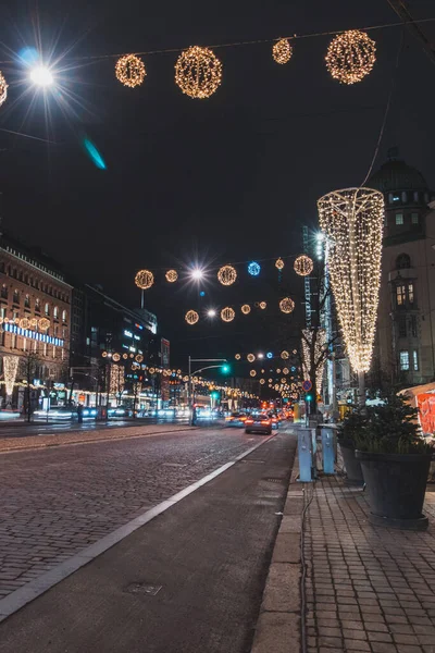 2021 Helsinki Rue Principale Noël Avec Beaucoup Gens Recherche Cadeaux — Photo