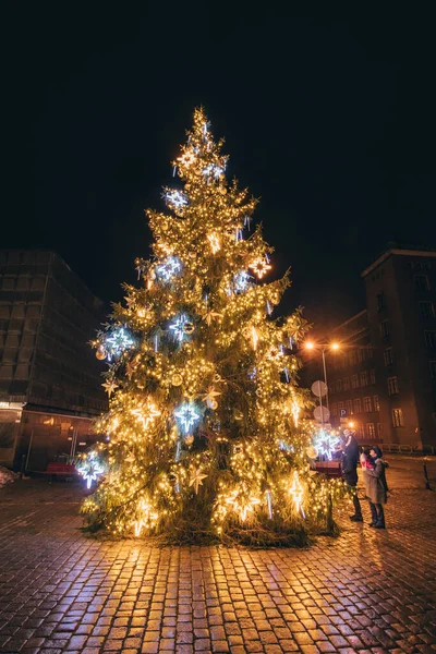 2021 Riga Décoration Noël Sur Place Ratslaukums Milieu Partie Historique — Photo