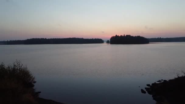 Salida Del Sol Lago Oulujarvi Región Kainuu Finlandia Imágenes Drones — Vídeos de Stock