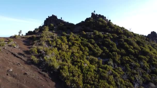 Terbang Atas Lereng Gunung Tertinggi Madeira Pico Ruivo Terbang Atas — Stok Video