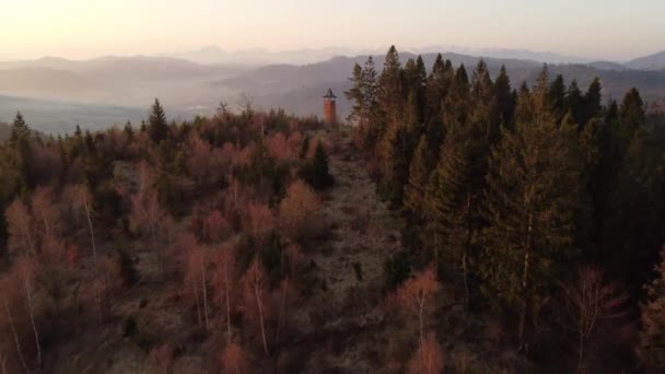 Salida Del Sol Sobre Campiña Eslovaca Con Vistas Cerca Ciudad — Vídeo de stock