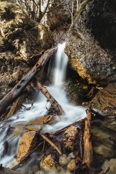 Beautiful White Waterfalls Rocky Environment Known Janosikove Diery Lesser Fatra —  Fotos de Stock