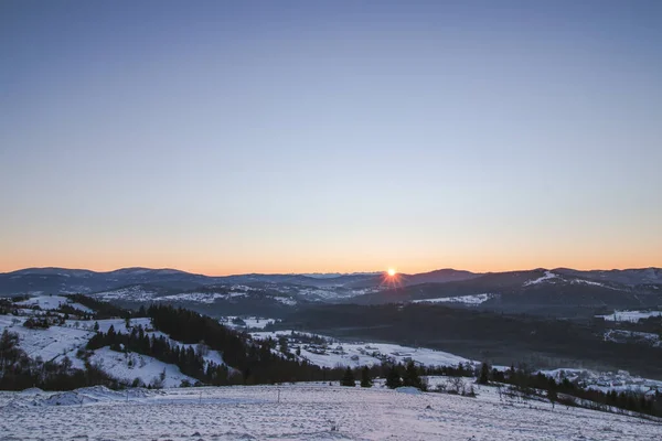 Morning Sun Mount Ochodzita Beskydy Mountains Slovakia Frosty Morning View — Stockfoto