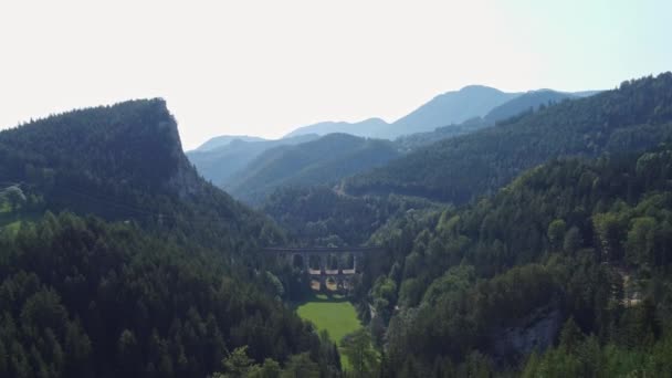 View Kalte Rinne Viadukt Semmeringbahn Styria Austria Beautiful Stone Bridge — Αρχείο Βίντεο