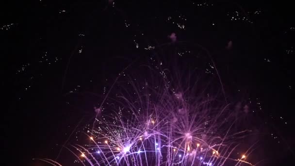 Loop Seamless Real Fireworks Background Abstract Blur Real Golden Shining — Stock Video