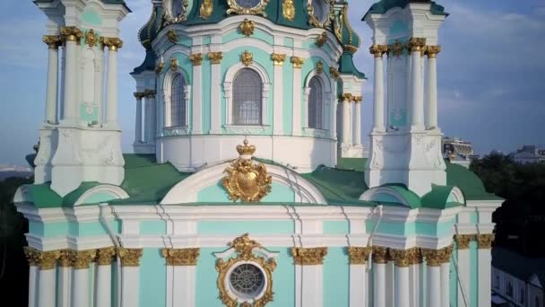 Ukraine Andrews Church Orthodox Church Golden Domes High Quality Footage — Stock Video
