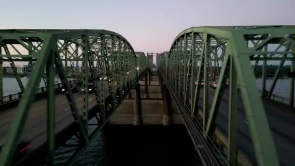 Drohnenaufnahmen Von Oregon Washington Interstate Bridge Portland Und Vancouver Über — Stockvideo