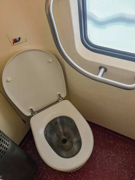 Shot Toilet View Window High Speed Train Europe High Quality — Stock Photo, Image
