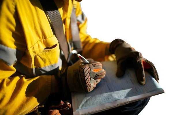 Construction Miner Supervisor Wearing Safety Glove Signing Working Height Working — Foto de Stock