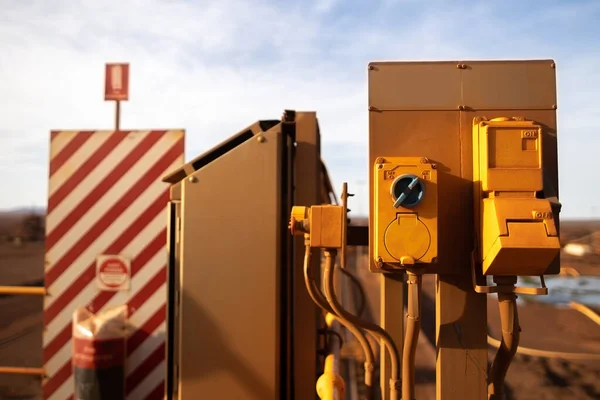 Safety work place industrial high voltage outdoor power point outlet plug construction mine site 