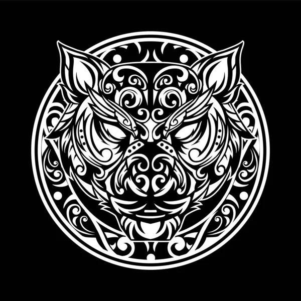Tiger Head Ornament Tattoo Vector — Vector de stock