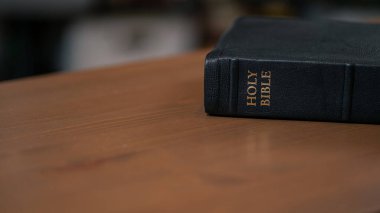 Black Bible binding closed with 
