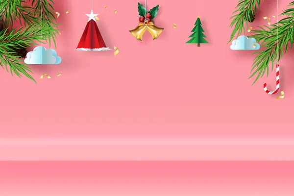 Joyeux Noël Bonne Année Sur Fond Rose Pastel Espace Pour — Image vectorielle