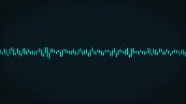 Minimalist HUD Dalga Biçimi Ses. Soyut mavi parlak neon ses dalgaları arka planı. Ses dalgası soyut müzik dalgaları salınımı modern. Fütürist ses dalgası görselleştirmesi. Sentetik teknoloji örneği