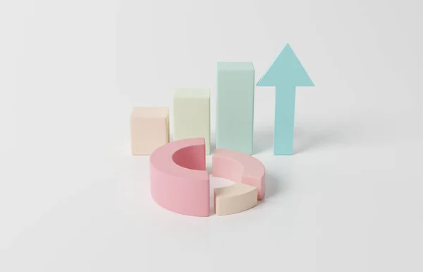 Icône Diagramme Circulaire Simple Rendu Sur Fond Pastel Concepts Financement — Photo