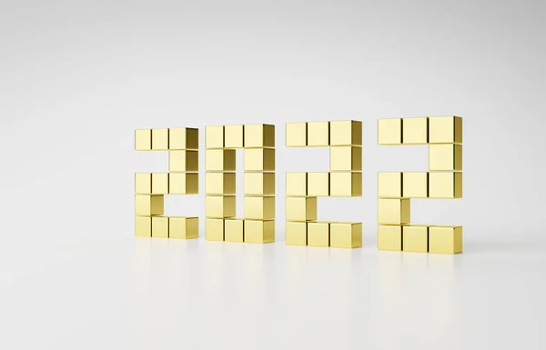 Frohes Neues Jahr 2022 Mit Block Oder Quadratgold Auf Weißem — Stockfoto
