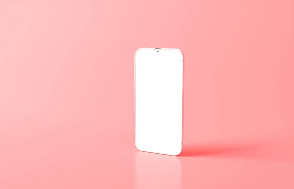 Smartphone Renderização Isolado Fundo Pastel Rosa Vermelho Ilustração Minimalista Modernos — Fotografia de Stock
