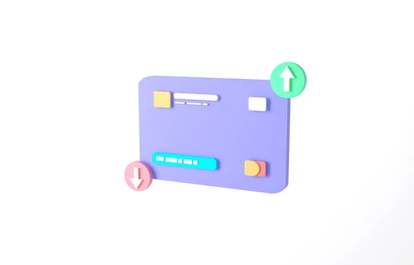 Renderização Cartão Crédito Azul Roxo Para Pagamento Line Banco Móvel — Fotografia de Stock