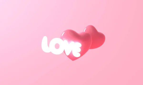 Rendering Cuore Rosa Amore Luce Neon Sfondo Rosa Icona Del — Foto Stock