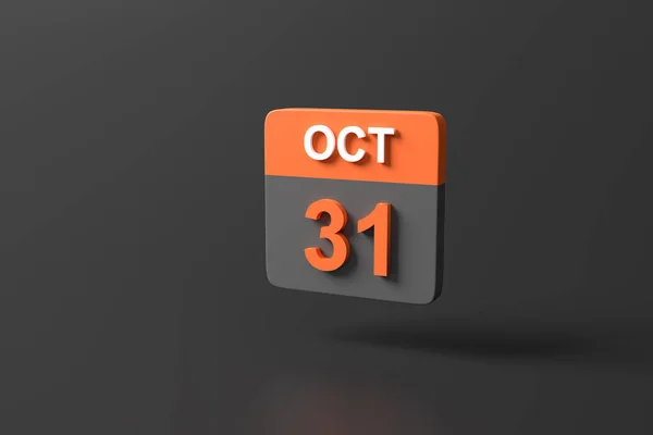 Rendering Minimal Simple Halloween Day Calendar Dark Black Background October — Stock Photo, Image