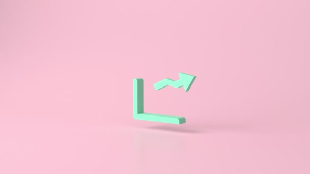 Rendering Green Pastel Bar Graph Stair Step Arrow Growth Success — Vídeo de Stock