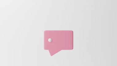 Beyaz arka planda 3 boyutlu, minimal pembe sohbet baloncukları. Sosyal medya mesajları kavramı. 3D resimleme En az boş sohbet kutusu işareti. Pastel üzerinde metin balonu simgesi için sohbet edin. yorum işareti
