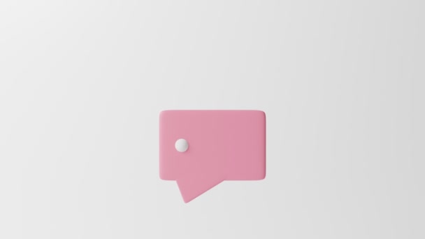 Мінімальні Рожеві Бульбашки Балачок Ізольованому Білому Тлі Концепція Повідомлень Соціальних — стокове відео