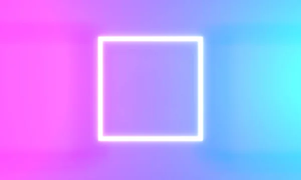 Product Stand blue pink violet neon square abstract background, studio modern ultraviolet light, room pastel, Glowing podium, performance stage decorations, Stage for light. 3d rendering