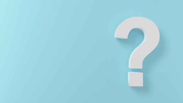 White Question Marks Blue Pastel Background Rendering Minimal White Question — 图库视频影像