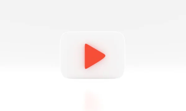White Colored Play Button Pastel Background Concept Video Icon Logo — стоковое фото