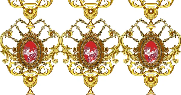 Dekoratív Elegáns Luxus Design Arany Elemek Barokk Rokokó Stílusban Zökkenőmentes — Stock Fotó