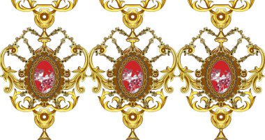 Dekoratif zarif lüks tasarım. Barok 'un altın elementleri, rokoko tarzı. Kusursuz eski model. Tekstil ve duvar kağıdı tasarımı için uygun zarif barok tasarımı.