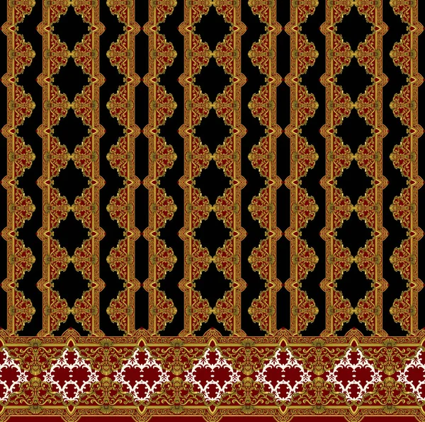 Bordado Decorativo Mughal Art Motif Escote Motivo Bordado Flores Patrón —  Fotos de Stock