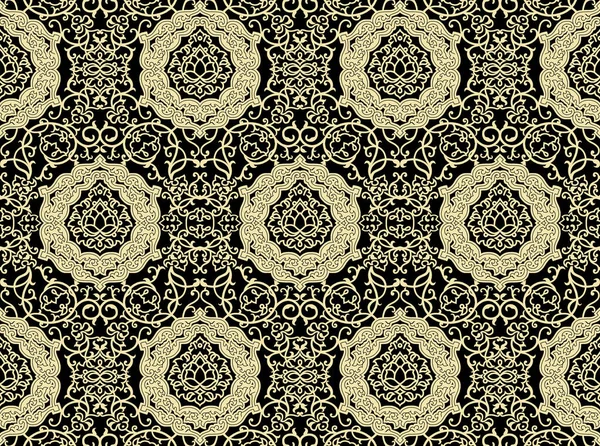 Une Main Dessine Ornement Abstrait Oriental Modèle Pour Tapis Textile — Image vectorielle