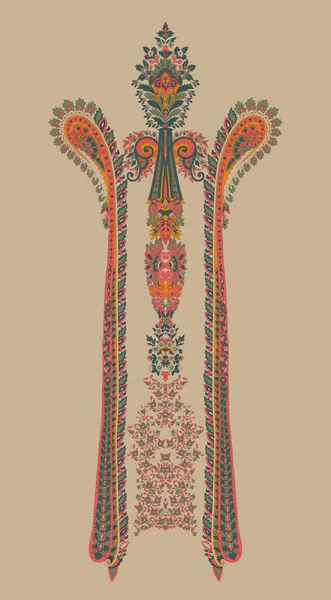 Hermosa Frontera Étnica Flores Motivos Textiles Digitales Paisley Motivos Paisley — Vector de stock