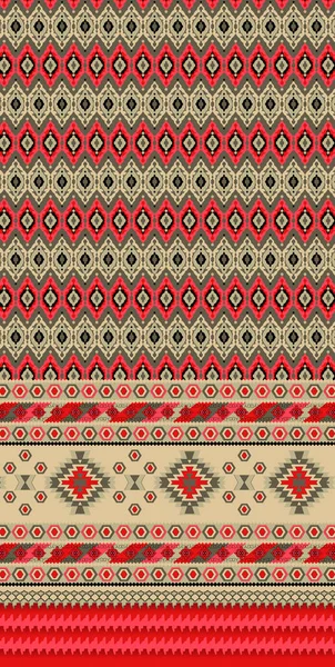 Digitales Textildesign Motiv Mit Geometrischem Rand Nahtlose Und Ethnische Dekoration — Stockfoto