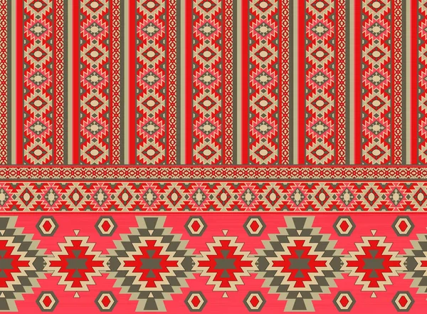 Digitales Textildesign Motiv Mit Geometrischem Rand Nahtlose Und Ethnische Dekoration — Stockvektor