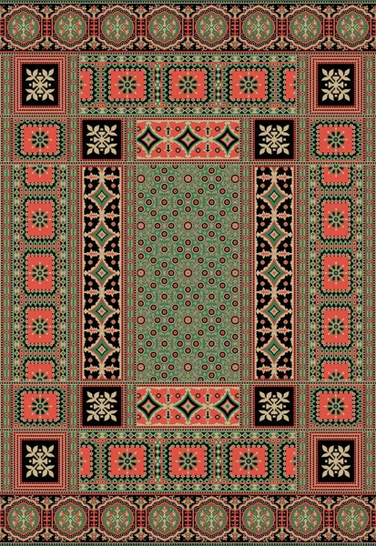 Frame Border Red Background Sindhi Ajrak Style Vector Illustration — 스톡 벡터