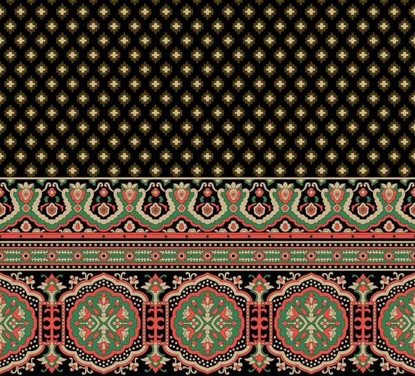 Пэтчворк Цветочный Узор Пейсли Пакистанскими Цветочными Мотивами Damask Стиль Узор — стоковый вектор