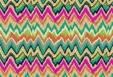 Suluboya soyutlaması. Kusursuz desen. Soyut arkaplan. Zigzag deseni. Sembol arka planı. Turuncu, mor, çok renkli ve yeşil renkli..