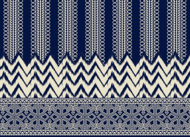 Vintage vektör seamless modeli ikat tarzı. Tavus kuşu tüyü Retro ikat renkli desen.