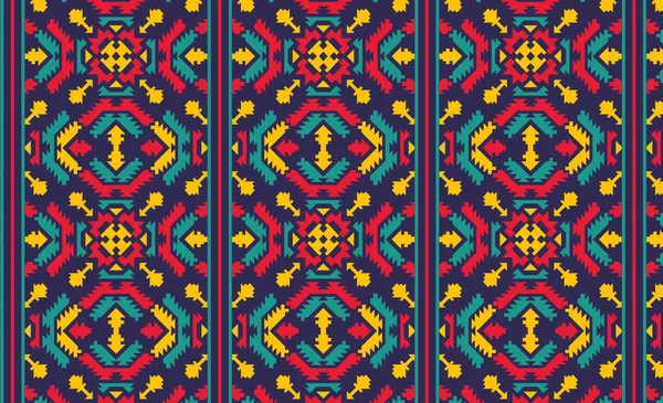 多色の文化パターンです シームレスなラスターパターン 青の色で長方形と対称幾何学的背景 装飾的な繰り返しの装飾 幾何学的 装飾的なシームレスなアジア文化のシリーズ織物などのパターン — ストック写真