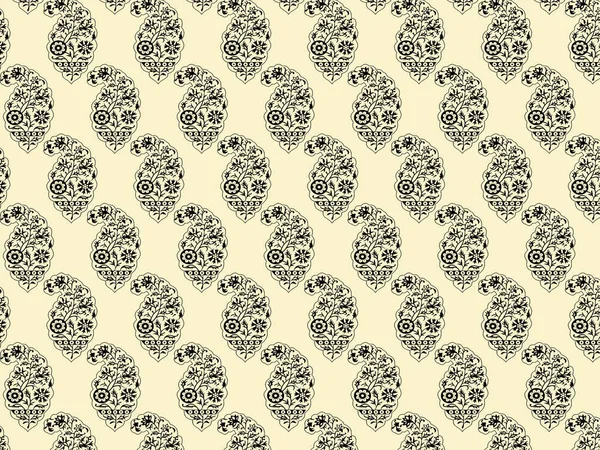 Blommig Paisley Mönster Sömlös Asiatisk Textil Bakgrund — Stock vektor