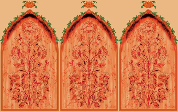 Digital Textile Motif Design Luxury Ornament Ethnic Ikat Baroque Pattern — Stock Vector
