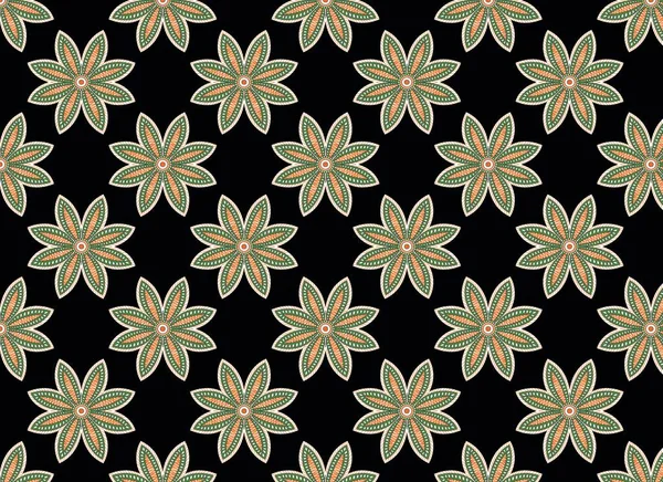 Traditie Mughal Motif Fantasy Flowers Naadloos Herhalend Patroon Met Gekleurde — Stockvector