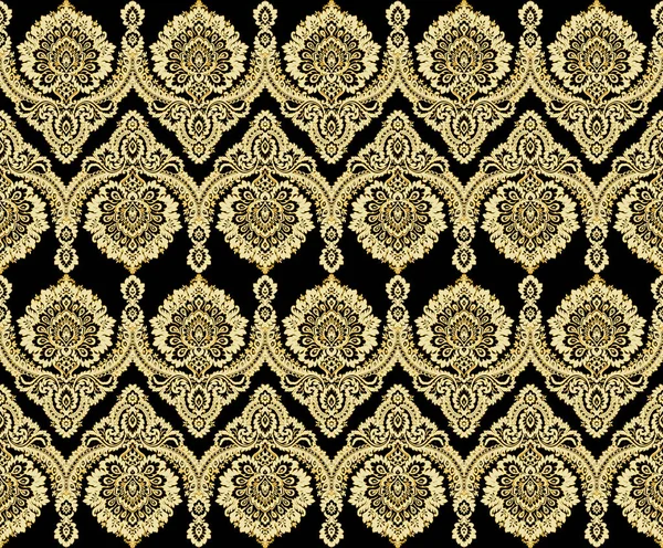 金色の装飾が施されたシームレスなパターン ヴィクトリアンスタイルのデザインのためのヴィンテージ要素 オーナメンタルレーストラック 壁紙のための華やかな花の装飾 終わりのない質感 明るいパターンフィル — ストック写真