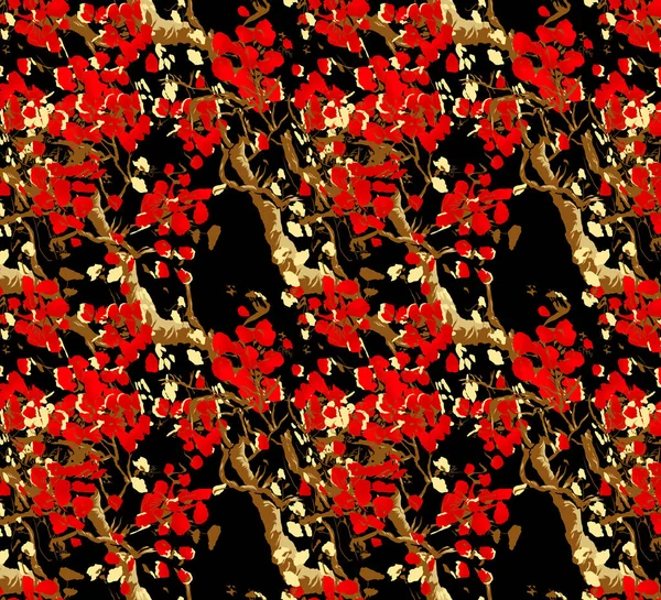 Квітки Сакури Безшовний Акварель Pattern Card Квітучими Східними Гілками Вишні — стокове фото