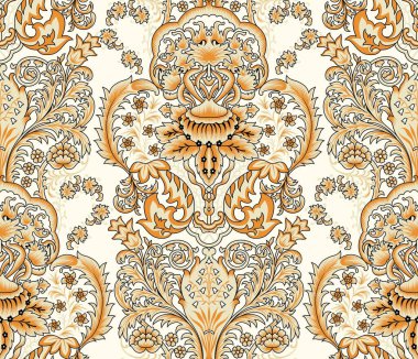 Kusursuz Geleneksel Pakistan motifi. Kusursuz Çiçeksiz Kenar Deseni.